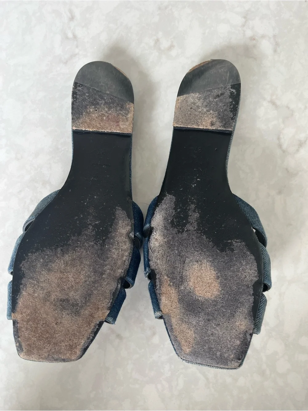 Saint Laurent Denim tribute sandals - size 37